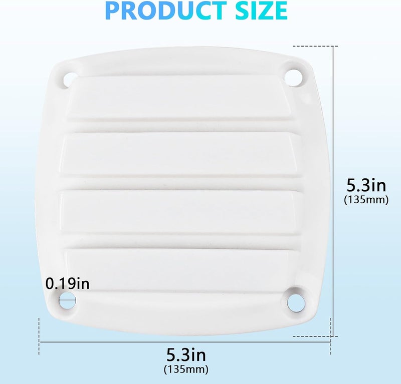 BALAVA Marine Boat Vent 3in/5in,Louvered Flush Plastic Thru Vent,Nylon Louvered Vents,Boat Marine Hull Grill Cover Replacement Part for Boats RVs,Include Screws - Image 2